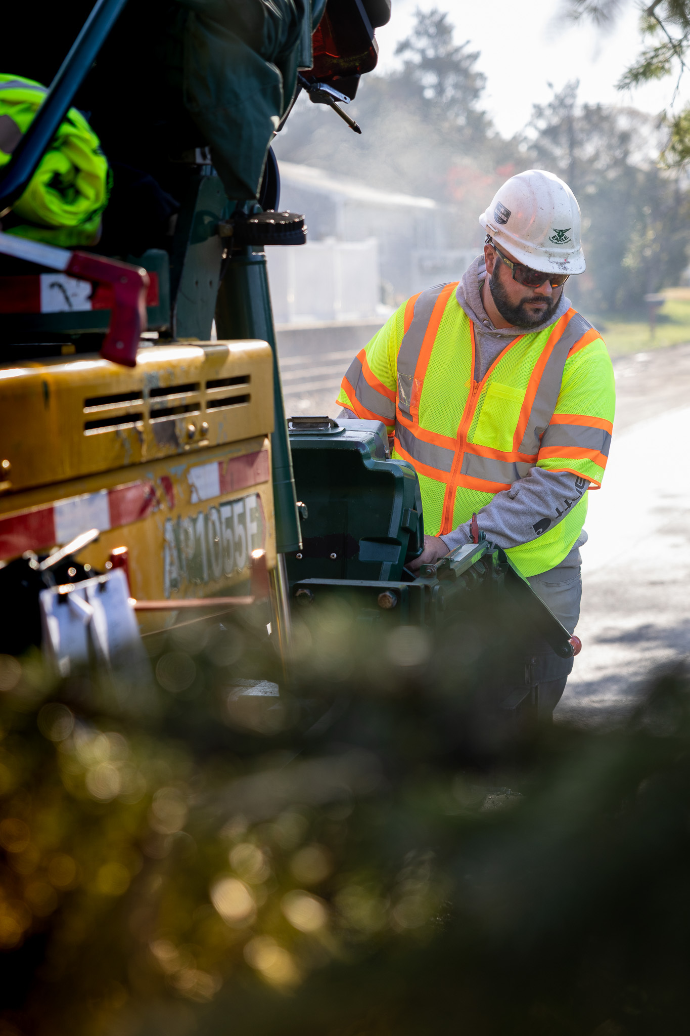 Paving contractor using machinery